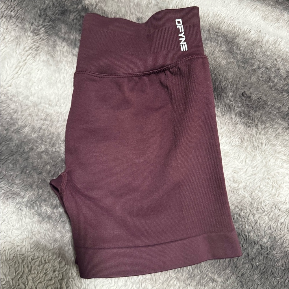DFYNE Women's High-Waist Bike Shorts in Deep Plum